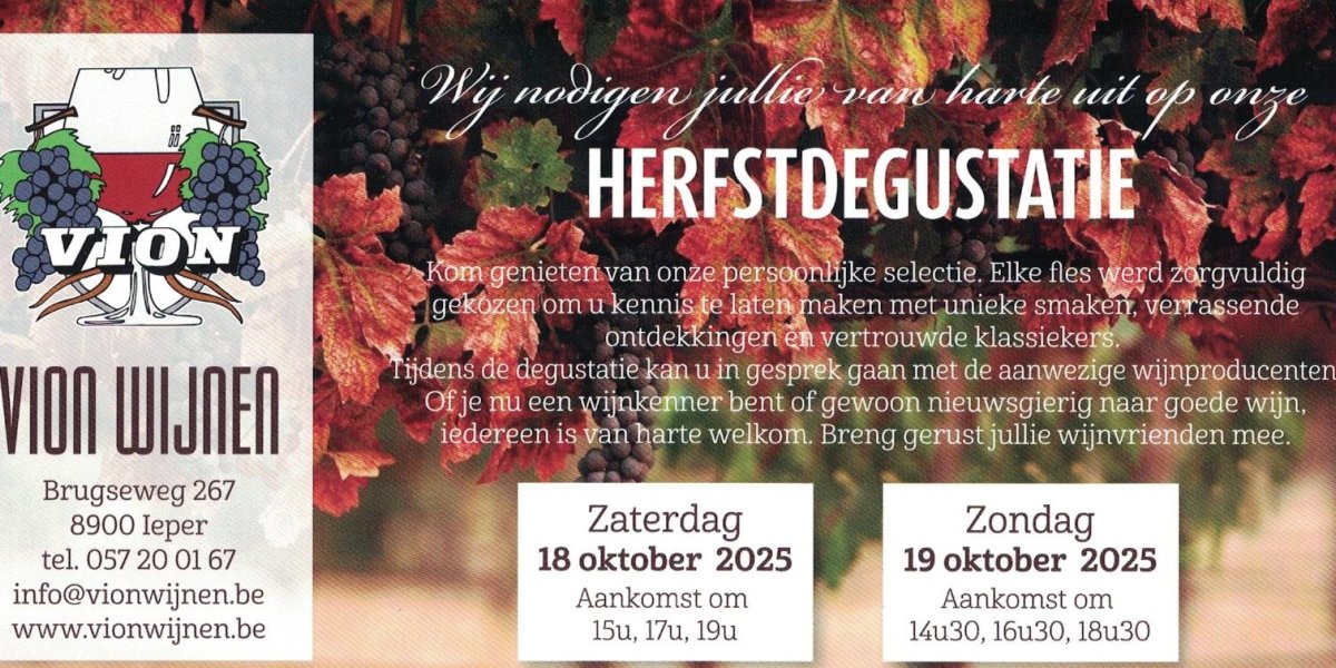 UITNODIGING HERFSTDEGUSTATIE 18 EN 19 OKTOBER 2025