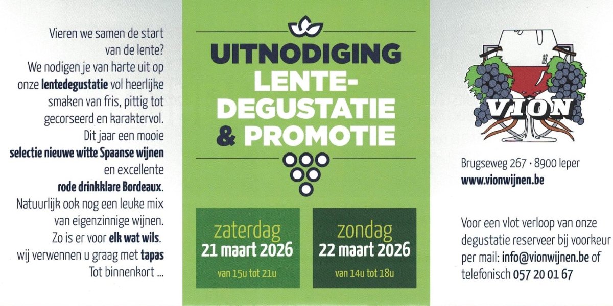 UITNODIGING LENTEDEGUSTATIE 21 EN 22 MAART 2026