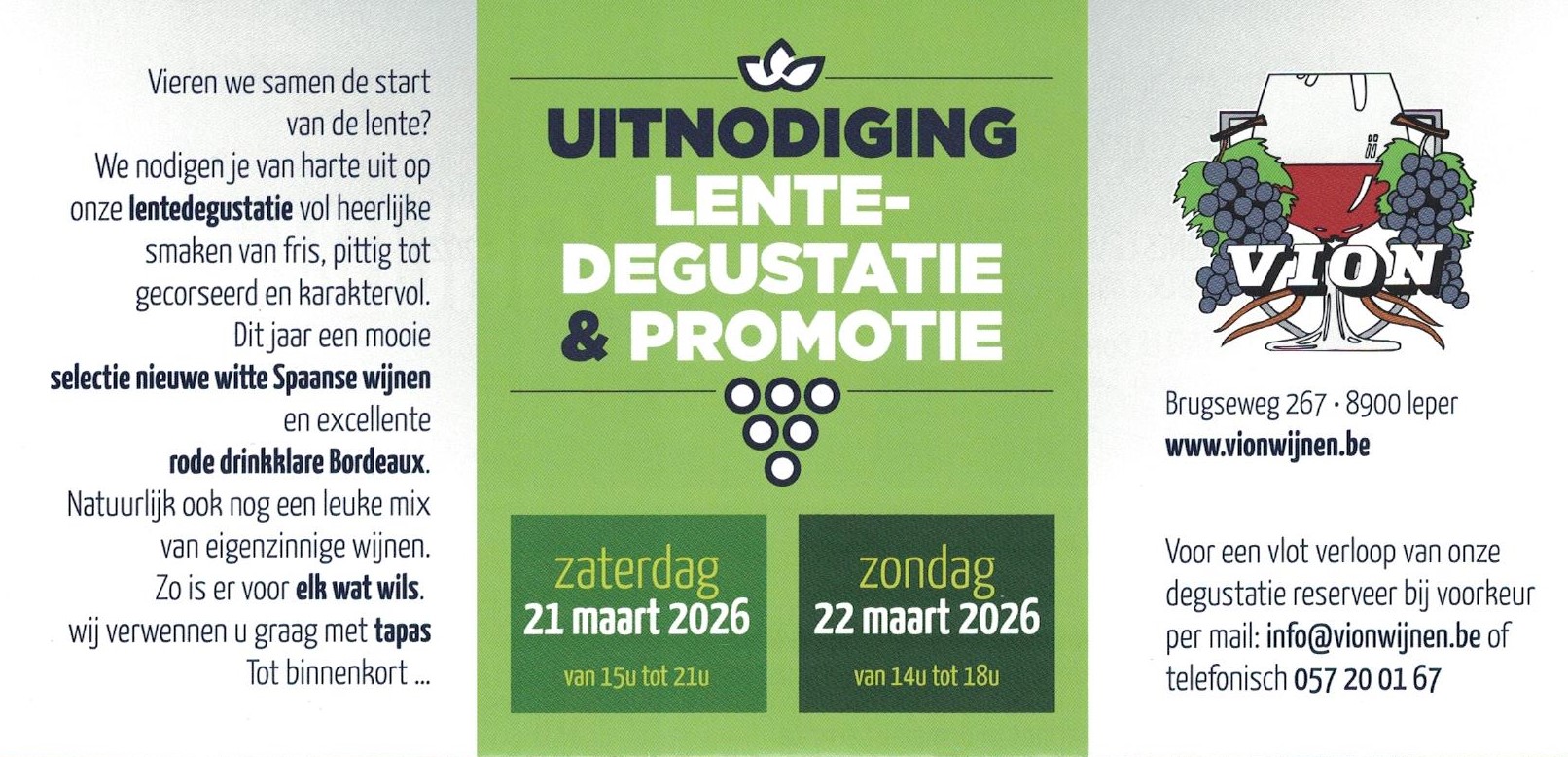 UITNODIGING LENTEDEGUSTATIE 21 EN 22 MAART 2026